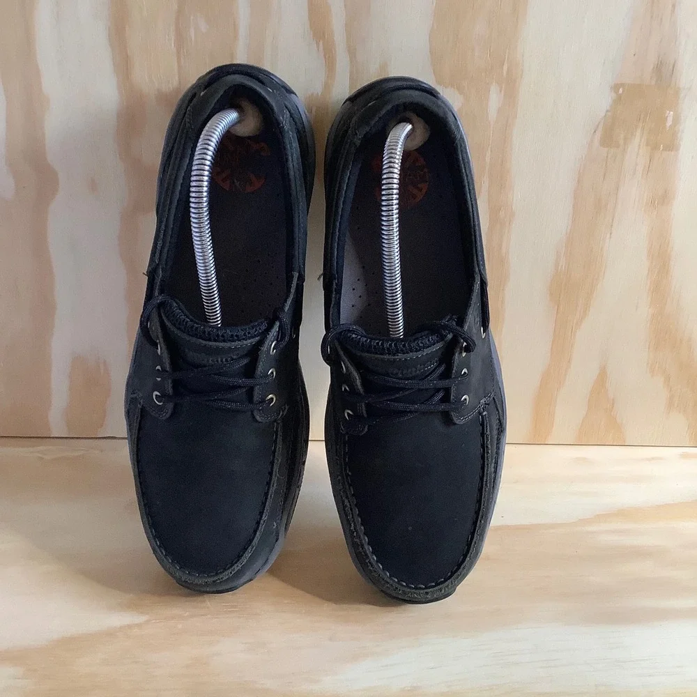 Dunham Captain Mens Black Leather Boat Shoes MCN410BK Size 9.5 D Loafers